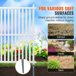 PVC-näkösuojapaneelit 48 x 48 tuumaa valkoiset 2 paneelia galvanoidut piikit ulkokäyttöön