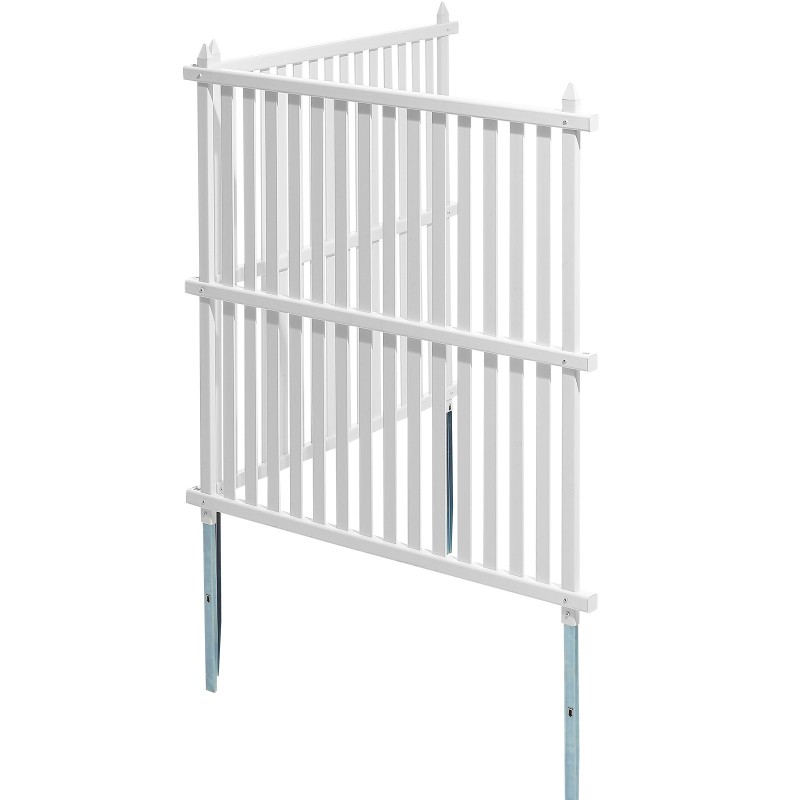 PVC-näkösuojapaneelit 48 x 48 tuumaa valkoiset 2 paneelia galvanoidut piikit ulkokäyttöön