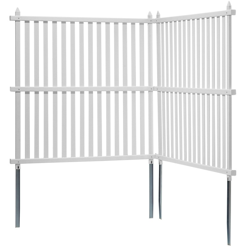 PVC-näkösuojapaneelit 48 x 48 tuumaa valkoiset 2 paneelia galvanoidut piikit ulkokäyttöön