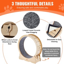 Puinen juoksupyörä kissoille sisäkäyttöön 91 senttimetriä ulkohalkaisija irrotettava matto