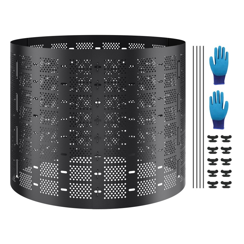 Kompostori HDPE-muovinen 1000 l ulkokäyttöön musta 335 x 90 cm