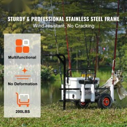 Rantakalastuskärry teräsrunko 11-tuumaiset kumiset ilmakennorenkaat 90,7 kg kantavuus 7 vapatelinettä