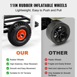 Rantakalastuskärry teräsrunko 11-tuumaiset kumiset ilmakennorenkaat 90,7 kg kantavuus 7 vapatelinettä