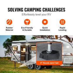 Tasauspalat kumiset 9 tuuman pyöreät tunkinjaloille 4 kpl matkailuvaunuille ja matkailuautoille