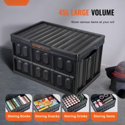 Taitettavat pinottavat PP-muoviset säilytyslaatikot 45 l 3 kpl kannella