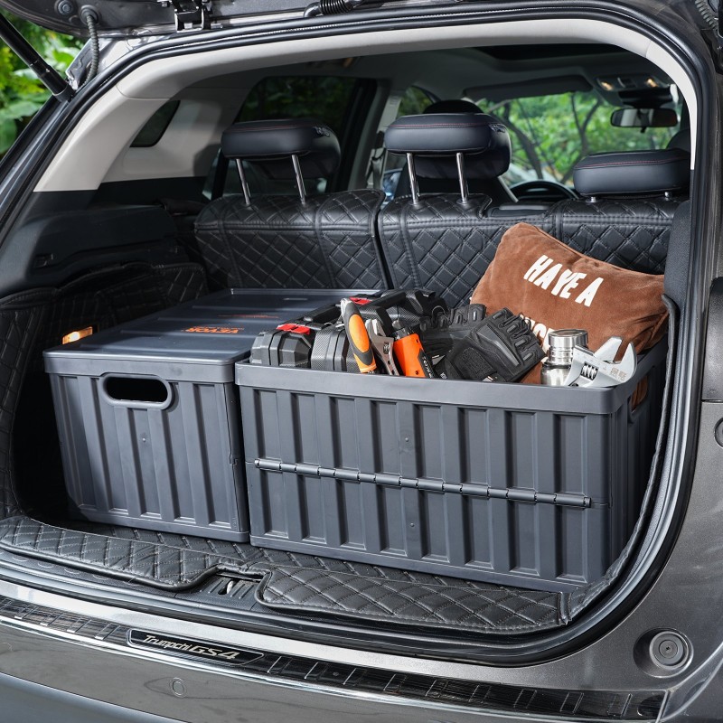 Taitettavat PP-muoviset säilytyslaatikot 65L 3 kpl kannella pinottavat kahvoilla