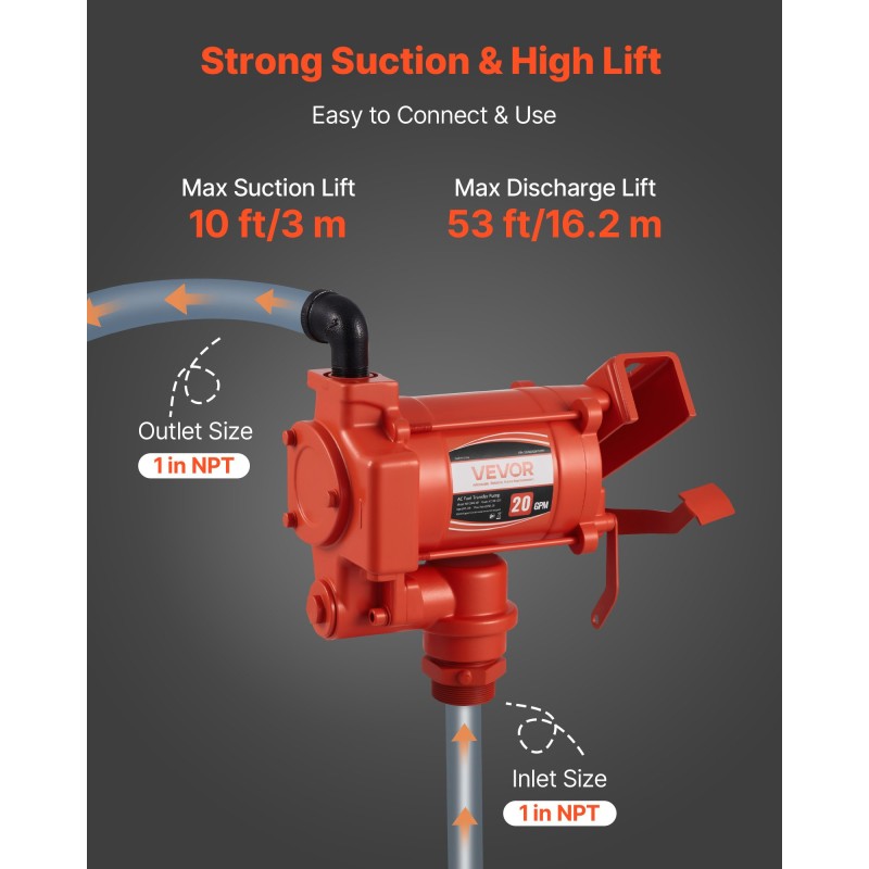 Sähköinen polttoaineensiirtopumppu 76 l/min kuparimoottori valurautarunko automaattinen polttoainepistooli purkuletku