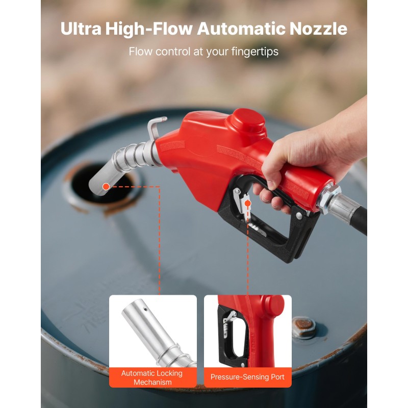 Sähköinen polttoaineensiirtopumppu 76 l/min kuparimoottori valurautarunko automaattinen polttoainepistooli purkuletku