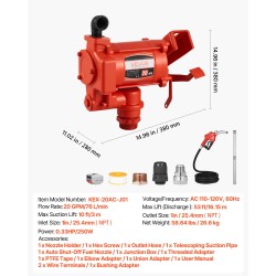 Sähköinen polttoaineensiirtopumppu 76 l/min kuparimoottori valurautarunko automaattinen polttoainepistooli purkuletku
