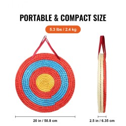 Jousiammuntataulu olkinen pyöreä 20-tuumainen kolme kerrosta käsintehty kantokahvalla