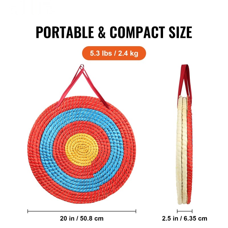 Jousiammuntataulu olkinen pyöreä 20-tuumainen kolme kerrosta käsintehty kantokahvalla
