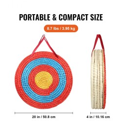 Pyöreä olkitaulu 5 kerrosta 51 cm kantokahvalla jousiammunnan harjoitteluun