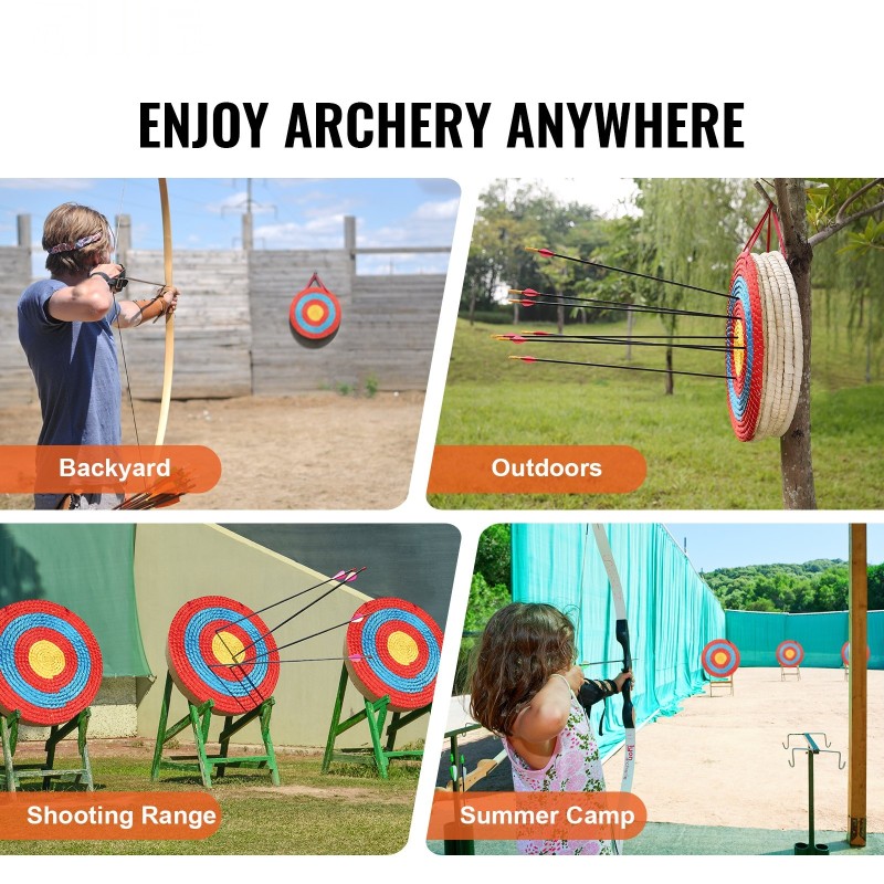 Pyöreä olkitaulu 5 kerrosta 51 cm kantokahvalla jousiammunnan harjoitteluun