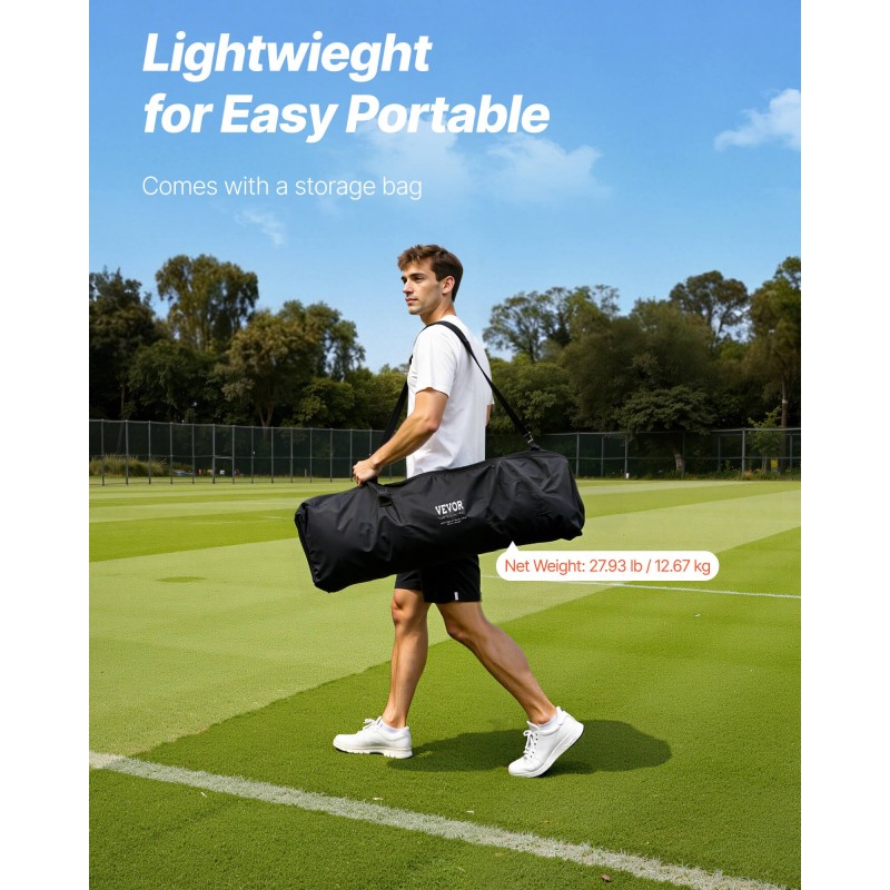 Lacrosse-maali teräsrunko 6x6x7ft harjoitusmaali kannettava kantolaukulla nuorille ja aikuisille