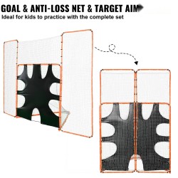 Lacrosse-maali 3-in-1 teräsrunko 12 x 9 jalkaa taustaverkolla ja tarkkuustaululla