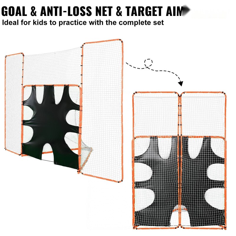 Lacrosse-maali 3-in-1 teräsrunko 12 x 9 jalkaa taustaverkolla ja tarkkuustaululla