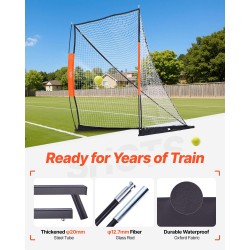 Lacrosse-harjoitusmaali 1828×1828×2134 mm lasikuitutangolla solmuttomalla polyesteriverkolla metallijalustalla kantolaukulla