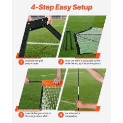 Lacrosse-harjoitusmaali 1828×1828×2134 mm lasikuitutangolla solmuttomalla polyesteriverkolla metallijalustalla kantolaukulla