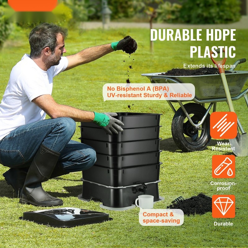 Matokompostori muovinen 50 litraa 5 kerrosta hanalla sisä ja ulkokäyttö