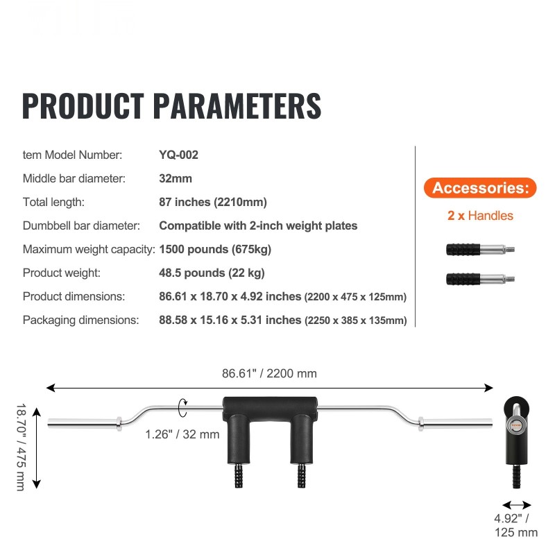 Turvakyykkytanko 32 mm halkaisija 675 kg kantavuus olka- ja niskapehmusteet