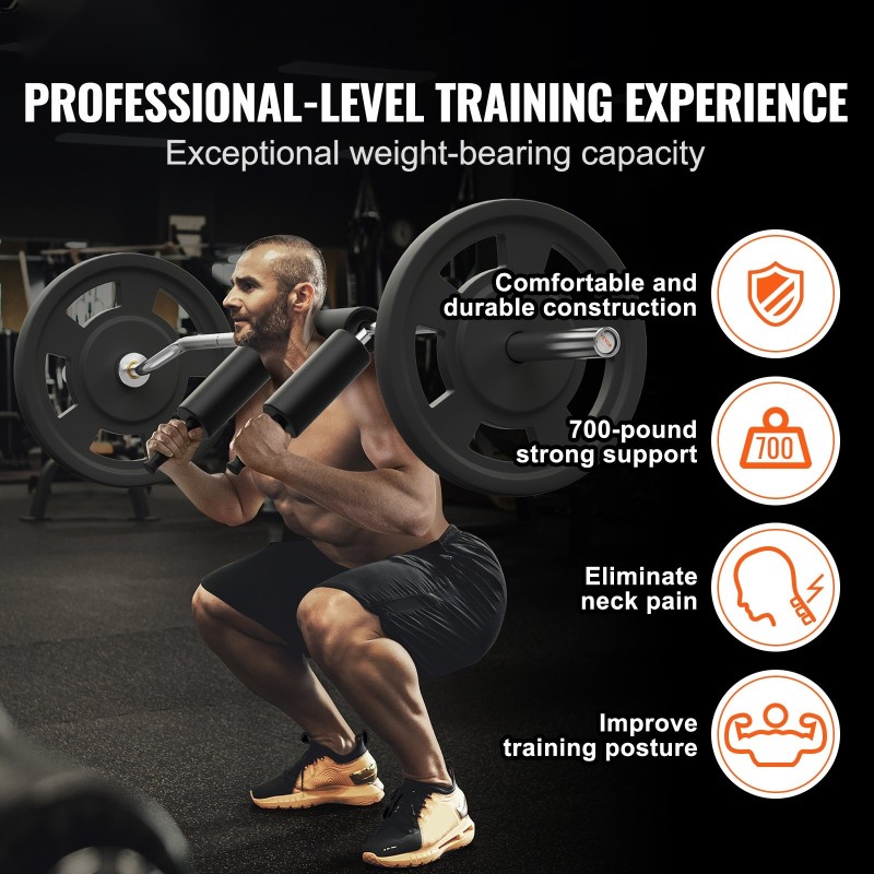 Kyykkytanko turvallinen 315kg kantavuus 28mm olka ja niskapehmusteilla yhteensopiva 2 tuuman levypainoille