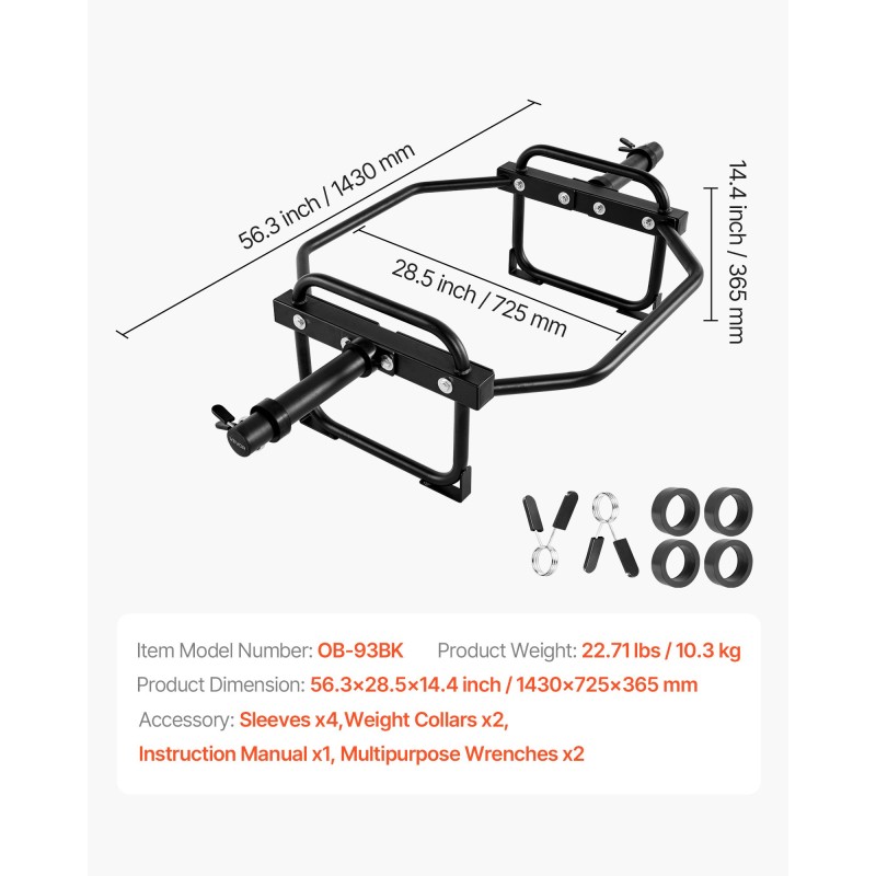 Kuusikulmainen tanko teräs 50 mm holkit 240 kg musta
