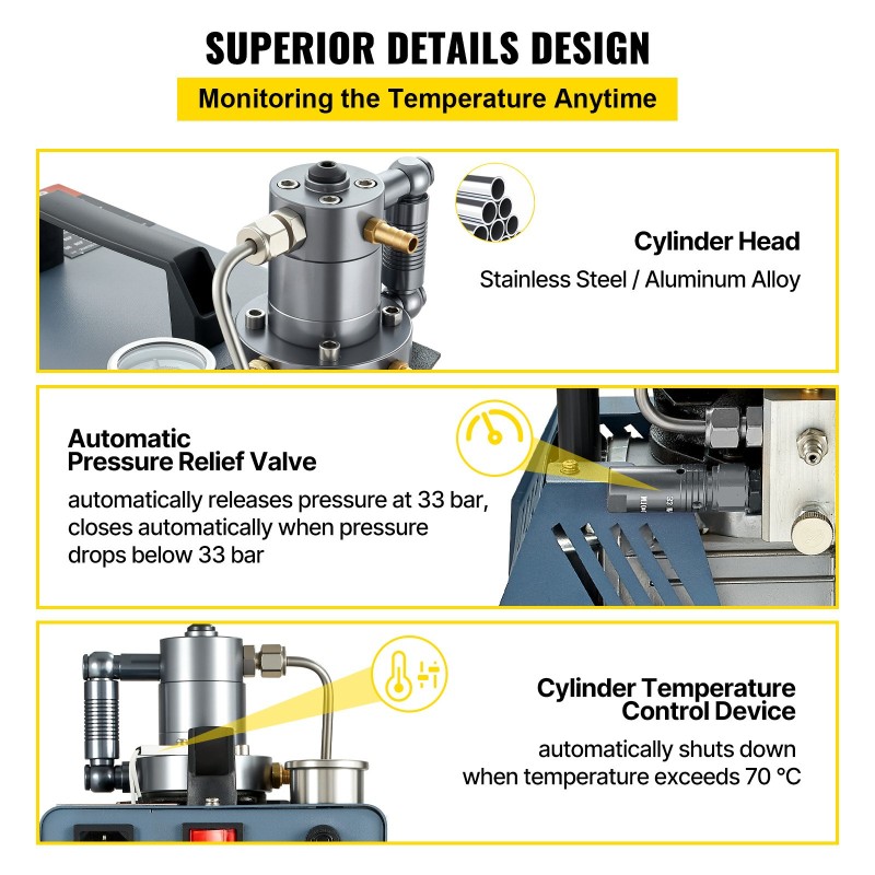 Korkeapainekompressori 1800W 300BAR vesijäähdytys automaattinen pysäytys ilmakivääreille ja sukelluspulloille