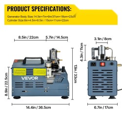 Korkeapainekompressori 1800W 300BAR vesijäähdytys automaattinen pysäytys ilmakivääreille ja sukelluspulloille