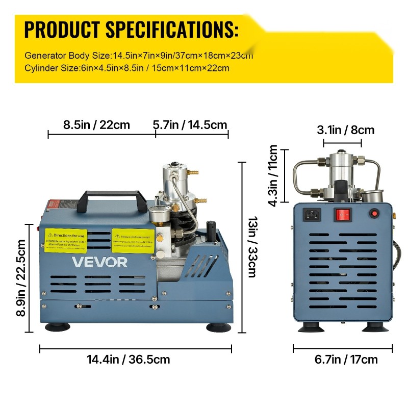 Korkeapainekompressori 1800W 220V 300BAR vesijäähdytys PCP-ilmakivääreille paintball-säiliöille