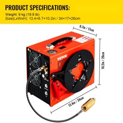 PCP-kompressori 350 W 12V/110–220V 300 bar 1,5 L säiliö automaattinen pysäytys