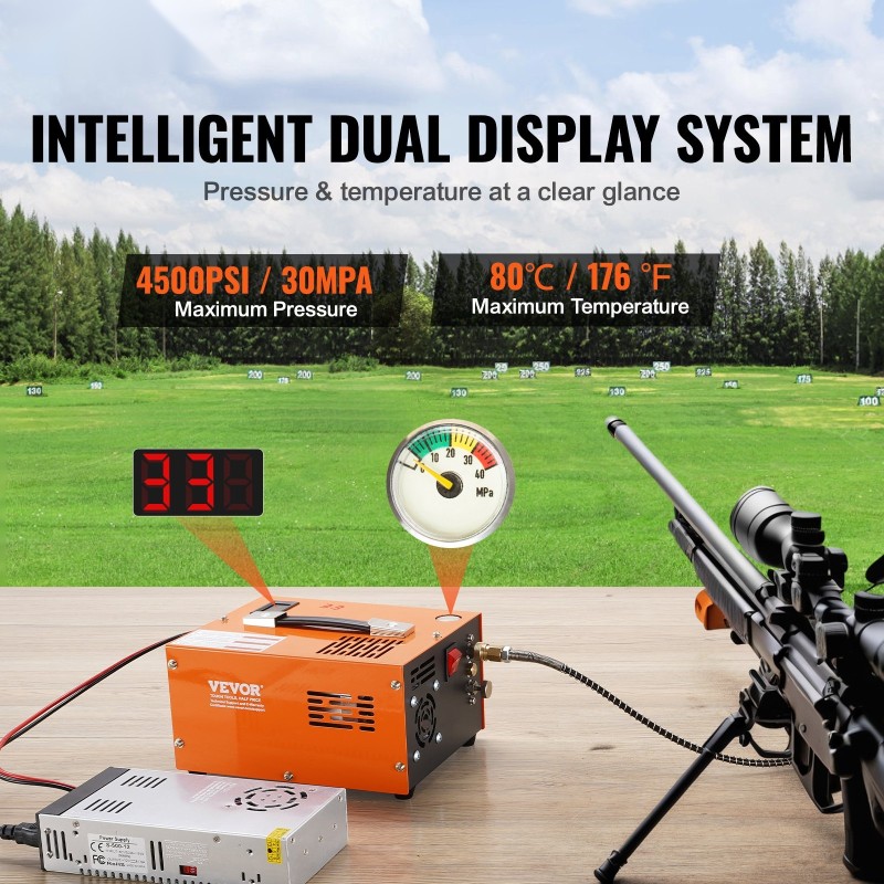 PCP-kompressori kannettava paineilmakivääriin 4500PSI 30MPa DC12V ja AC230V öljytön vedetön