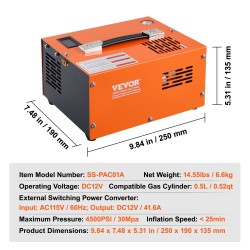 PCP-kompressori kannettava paineilmakivääriin 4500PSI 30MPa DC12V ja AC230V öljytön vedetön