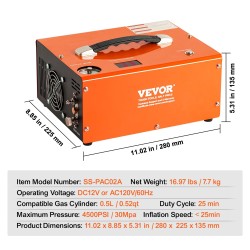 PCP-kompressori maksimipaine 4500PSI 30MPa DC12V AC230V öljytön sisäänrakennettu muunnin