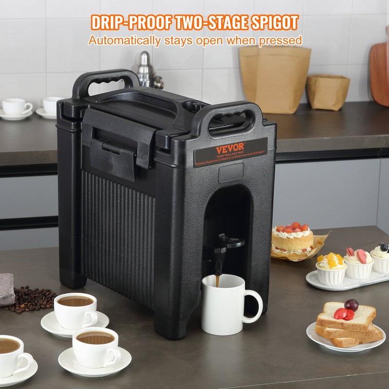 Eristetty juoma-annostelija 9,5 l elintarvikemuovi polyuretaanieristys 23 mm kuumille ja kylmille juomille