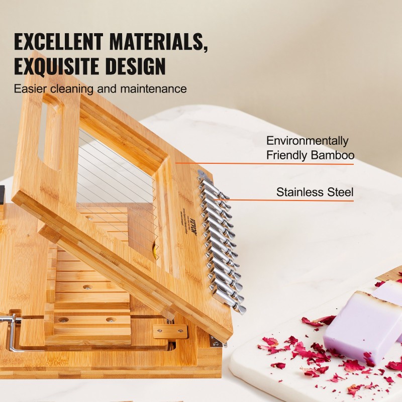 Saippualeikkuri bamburunko teräslanka leikkaa 1–12 1 tuuman palat saippua kynttilä juusto voi