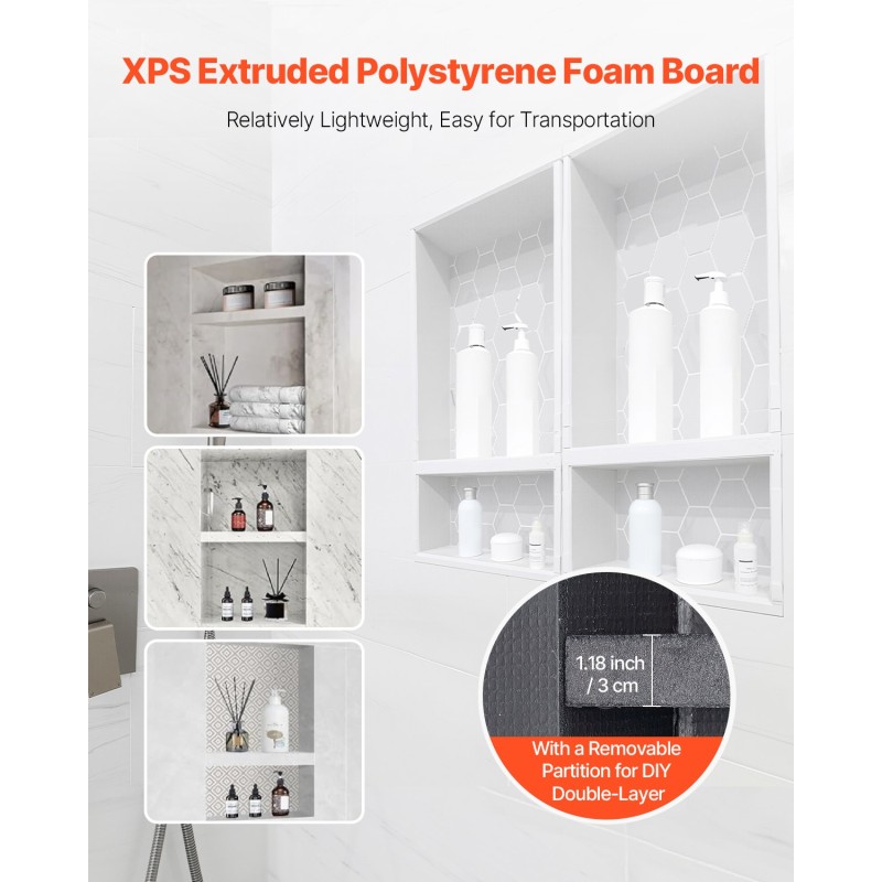 Seinäsyvennys suihkuun XPS-muovi 10,2x40,6x81,3 cm 2 kpl vesitiivis