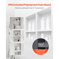 Upotettava seinälokero XPS-muovi musta 10,2×40,6×61 cm kaksi liikuteltavaa hyllyä vesitiivis