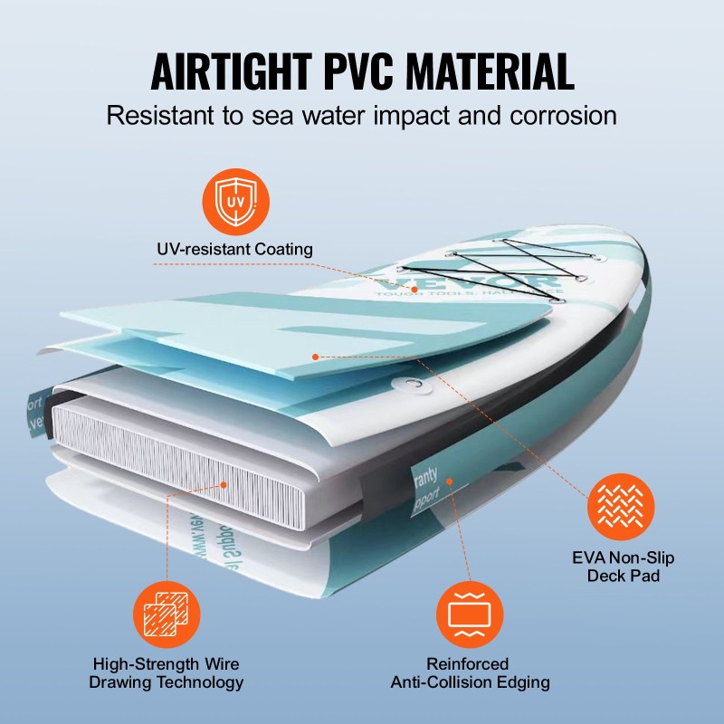 Ilmatäytteinen SUP-lauta PVC-muovi 3352×838×152 mm liukumaton kansi varustepaketti