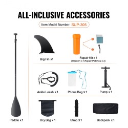 Ilmatäytteinen PVC SUP-lauta pituus 305 cm leveys 84 cm paksuus 15 cm