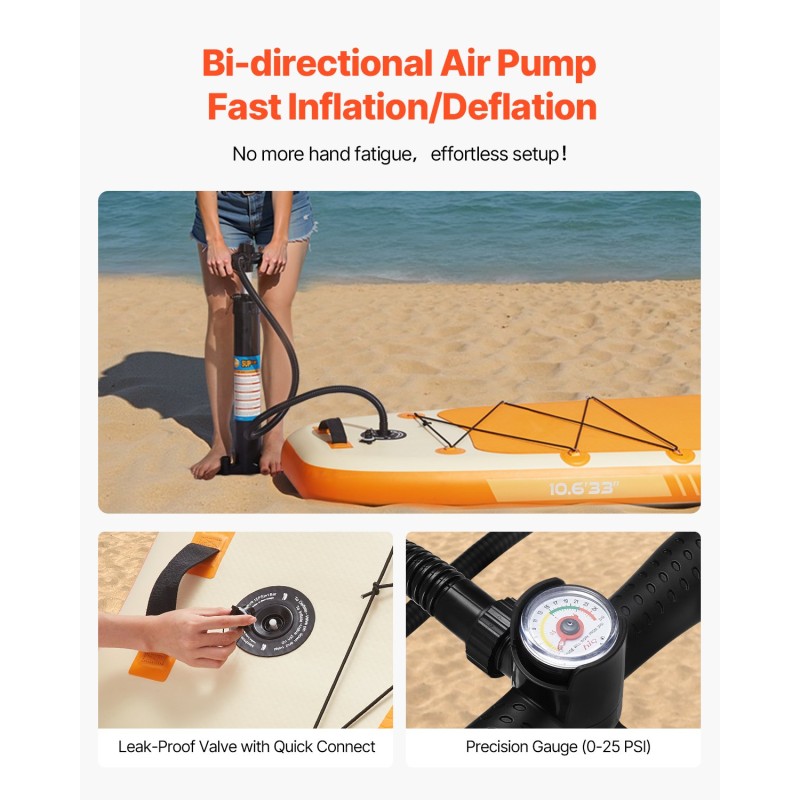 Ilmatäytettävä SUP-lauta 323 cm 84 cm 15 cm kantavuus 159 kg varusteilla