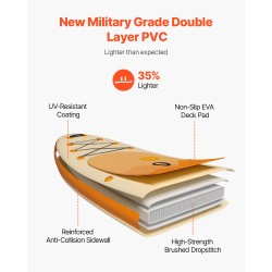 Ilmatäytteinen SUP-lauta 3,05 m pitkä 150 kg kantavuus liukumaton kansi