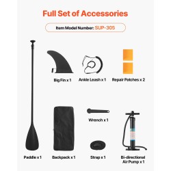 Ilmatäytteinen SUP-lauta 3,05 m pitkä 150 kg kantavuus liukumaton kansi