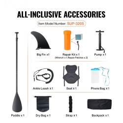 Ilmatäytteinen SUP-lauta 6-tuumainen UV-suojattu PVC irrotettavalla istuimella mukana pumppu alumiinimela reppu