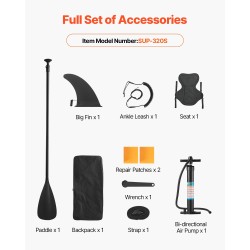 Ilmatäytteinen SUP lauta PVC-muovi 323 cm 84 cm 15 cm istuimella