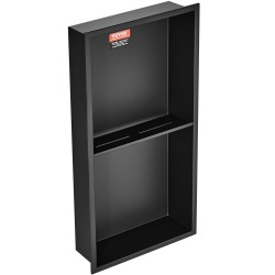 Seinään upotettava suihkuseinäsyvennys 304 ruostumaton teräs 10x33 02x63 5 cm kaksitasoinen musta vesitiivis