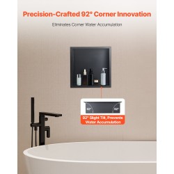 Upotettava suihkunišši 304-ruostumatonta terästä 33x33x10,2 cm yksihyllyinen musta