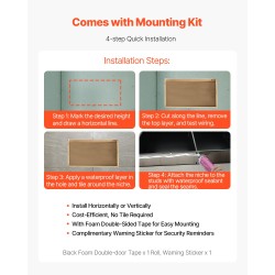 Upotettava suihkuseinäsyvennys kaksikerroksinen 304-ruostumaton teräs 10,16 x 33,02 x 63,5 cm