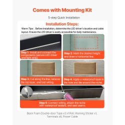 Suihkukolo 33x63,5x10,2 cm ruostumaton teräs musta vedenpitävä LED-valolla