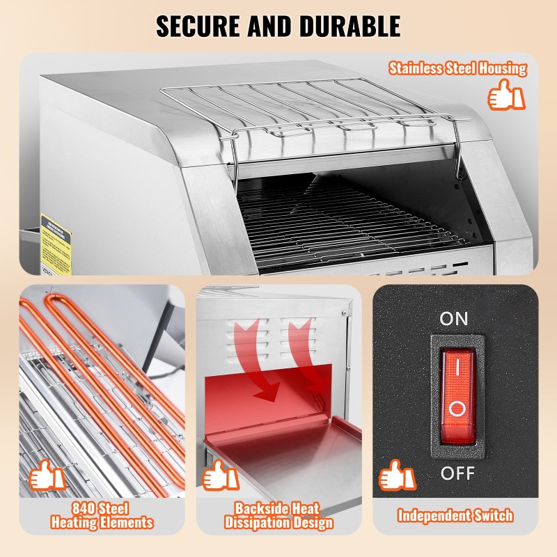 Kuljetinpaahdin ruostumattomasta teräksestä ammattikeittiöille yli 300 viipaletta tunnissa