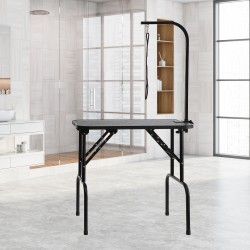 Trimmauspöytä ruostumattomasta teräksestä 808 x 460 mm taittuva pienille ja keskikokoisille koirille